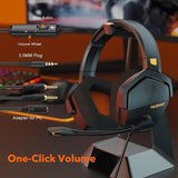 NUBWO N16 Gaming Headset – Mikrofon mit Geräuschunterdrückung, Stereo Sound und Komfortables Design für PS5, PS4, Xbox One, NS, PC, Laptop und Mac - Orange