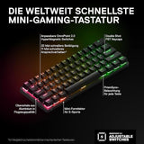 SteelSeries Apex Pro Mini Wireless HyperMagnetic Gaming-Tastatur – Die weltweit schnellste Tastatur – 60%-Formfaktor – RGB – PBT-Keycaps – Bluetooth – 2,4 GHz – USB-C – Deutsches Tastatur QWERTZ